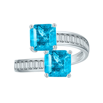 New square 7 * 7mm simulation with cotton emerald ring women's European and American ins niche design open gemstone ring