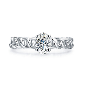 0.5ct moissanite ring women's 4 * 6mm egg-shaped S925 sterling silver chain ring marriage proposal diamond ring live stream hand jewelry