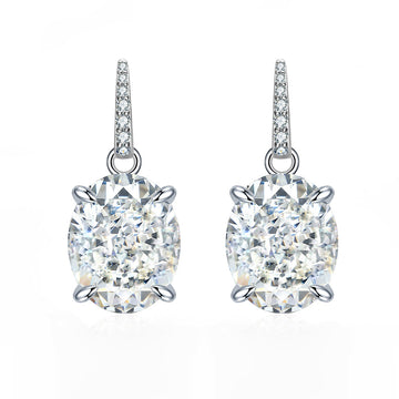 12 carat Dan shape 10 * 12 emerald high carbon diamond ice flower cut earrings women's 925 sterling silver European and American cross-border ear jewelry