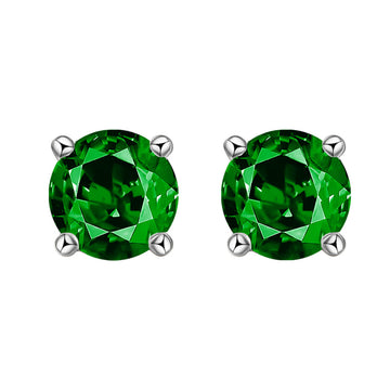 5mm-8mm colored diamond stud earrings 925 sterling silver red, blue and green zircon earrings classic four-claw earrings live broadcast explosion