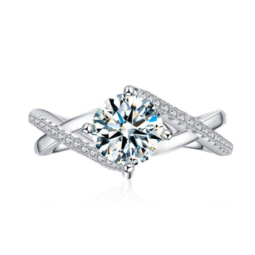 1 carat rhombus design inlaid with 6.5mm round mozzarella diamonds S925 sterling silver ring engagement wedding ring wholesale