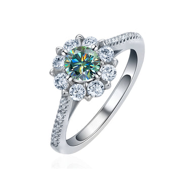 New product 50 points moissanite snowflake micro-inlaid ring women's S925 sterling silver versatile ring live broadcast hot sale wholesale