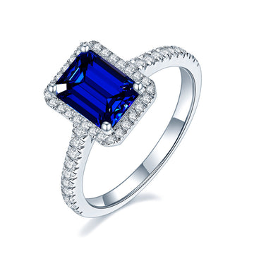 European and American retro classic direction inlaid 925 sterling silver ring women's 6 * 8 tanzanite sapphire ring spot wholesale