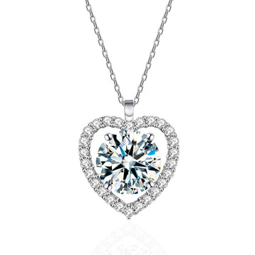 1 carat 6.5mm mozzarella diamond necklace women's S925 silver heart pendant fashion versatile temperament live broadcast hot-selling jewelry