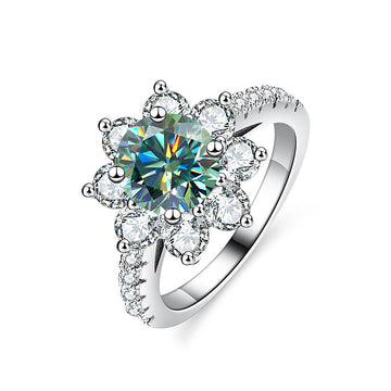 2024 new product 1 carat eight hearts and eight arrows mozzarella diamond ring 925 sterling silver snowflake ring women's live stream first jewelry wholesale