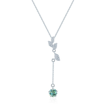 Inlaid with 1 carat leaf fringed necklace, women's 925 sterling silver simple collarbone chain, Douyin live broadcast jewelry, one piece is sent on behalf of others.