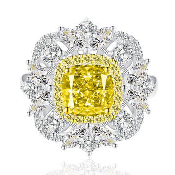 4.5ct ice flower cut fat square 8 * 8 high carbon diamond ring women's sterling silver European and American high-end luxury jewelry cross-border jewelry