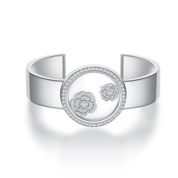 Original design new camellia bracelet women's sterling silver European and American cross-border high-end light luxury watch open bracelet
