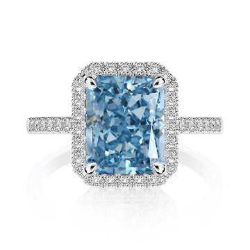 7 carat 26 color series ice flower cut high carbon diamond 925 sterling silver ring women's 8 * 10mm sugar cube diamond ring European and American cross-border