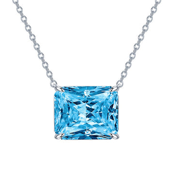 New 10 Claredine S925 sterling silver high carbon diamond necklace women's white G color 10 * 12 rectangular pendant collarbone chain