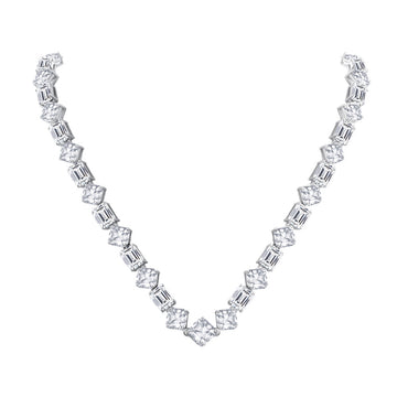 New sugar cube color matching emerald necklace female full diamond luxury gemstone necklace European and American cross-border haute couture colored jewelry