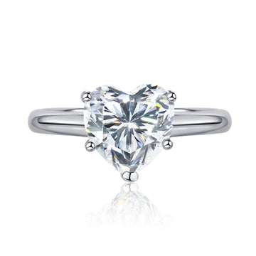 2 carat 8 * 8mm heart-shaped moissanite diamond ring classic versatile wedding ring S925 sterling silver ring European and American cross-border ring