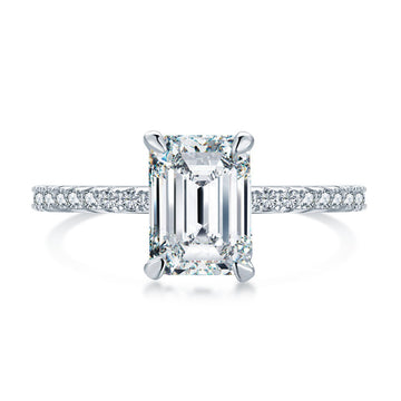 3CT sugar cube mozzarella diamond ring women's European and American light luxury S925 sterling silver 7 * 9 emerald cut rock sugar diamond ring high sense