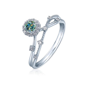 50 points moissanite ring, women's S925 sterling silver star track full diamond ring, Douyin live broadcast hot-selling jewelry, one piece is sent on behalf of others.