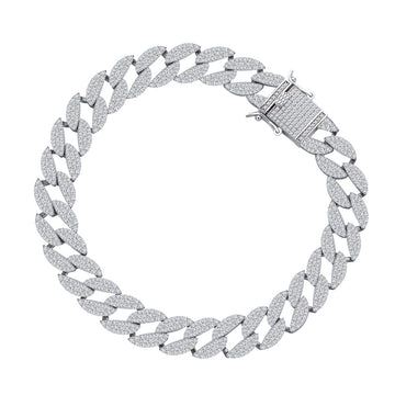 European and American hip hop Cuban chain S925 sterling silver bracelet unisex micro-inlaid with rough diamond chain trendy cross-border jewelry