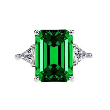 6.5 carat 10 * 14mm simulation emerald ring women's sterling silver European and American cross-border jewelry wholesale