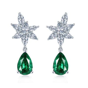 Pear-shaped 8 * 12 Wharton emerald stud earrings female S925 sterling silver simulation gemstone earrings European and American cross-border jewelry wholesale