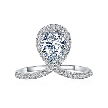 1.25 carat 6 * 8mm water drop shape mozzarella diamond ring women's S925 sterling silver diamond ring light luxury ins wind and heat selling jewelry