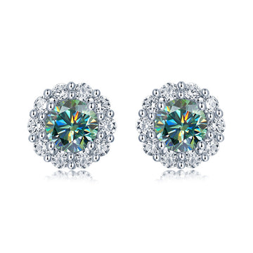 50 points-1 carat moissanite stud earrings full of diamond round bag S925 sterling silver earrings classic versatile European and American cross-border jewelry