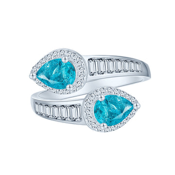 New 5 * 7mm water drop with cotton emerald ring women's S925 sterling silver live ring ins wind premium sense