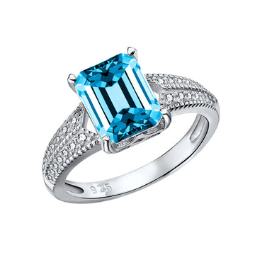 New 3.7-5 carat imitation royal sapphire ring women's 925 silver rectangular car flat 8 * 10 European and American jewelry