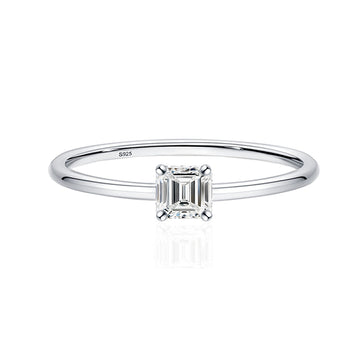Mozambican diamond 0.4ct Ascut 4 * 4mm sugar tower diamond ring S925 sterling silver ring women's fashion versatile wholesale