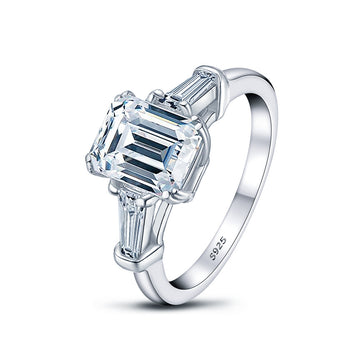 2 carat rectangular 6 * 8mm special-shaped mozzarella diamond ring women's S925 sterling silver diamond ring European and American cross-border foreign trade hand jewelry