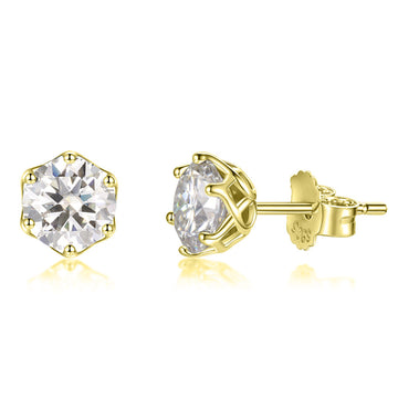 1-2 carat white D color mozzarella diamond stud earrings women's fashion light luxury ins style 925 sterling silver six-claw earrings live broadcast hot sale