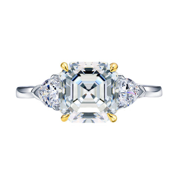 2.5 Carat Square Asci Pagoda Moissanite Ring Women's S925 Sterling Silver 8 * 8 Cube Sugar Diamond Ring Douyin Live