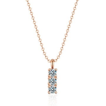 50 points moissanite row diamond one-character pendant S925 sterling silver necklace light luxury niche design high-end collarbone chain wholesale