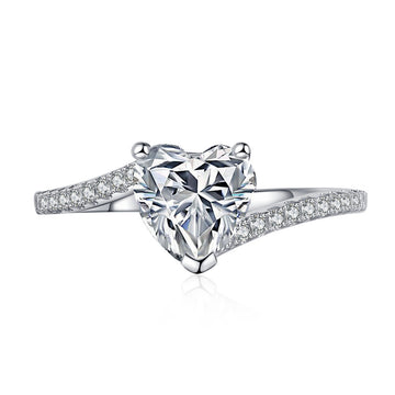 1 carat love shape 7mm mozzarella diamond ring women's S925 sterling silver ring fashion versatile but not outdated jewelry wholesale