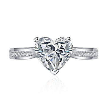 Special-shaped moissanite diamond ring inlaid with 2 carats 8mm peach heart S925 sterling silver ring women's wedding ring cross-border for wholesale
