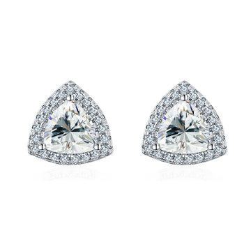 1.2ct special-shaped 7 * 7 fat triangle mozzarella diamond stud earrings S925 sterling silver earrings European and American cross-border foreign trade jewelry