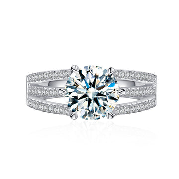 2 carat 8mm round eight hearts and eight arrows mozzarella diamond ring S925 silver wedding proposal diamond ring European and American cross-border jewelry