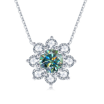 1 carat moissanite necklace women's 925 sterling silver sunflower collarbone chain fashionable light luxury live broadcast hot-selling one piece hair