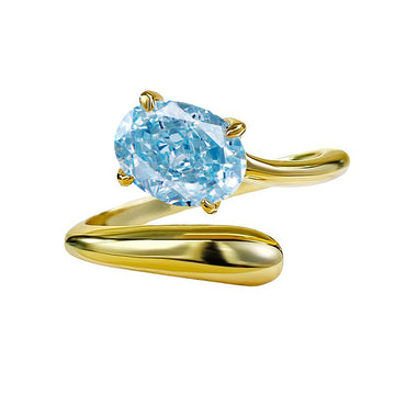 2.8ct yellow diamond ice flower cut ring women's S925 sterling silver high carbon diamond live ring new ins cold wind jewelry