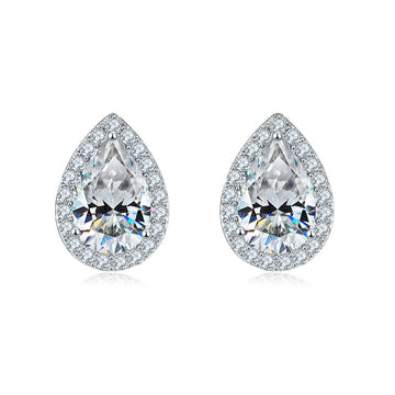 1.8ct water drop-shaped mozzarella diamond stud earrings women's 925 sterling silver simulation diamond earrings simple classic full diamond ear jewelry