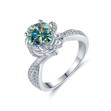 1 carat moissanite ring women's 925 sterling silver rotating rose shape ring live broadcast hot sale wholesale jewelry