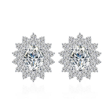 1.5 carat 6 * 8 oval moissanite stud earrings women's S925 silver earrings classic popular live broadcast hot-selling light luxury earrings