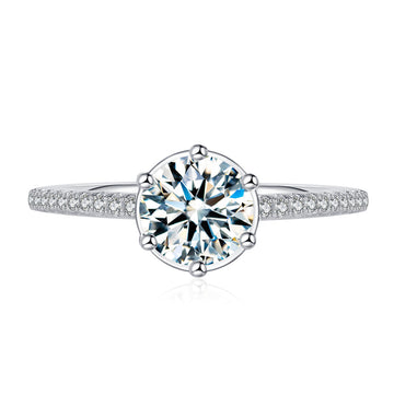 Classic six-claw inlaid 1 carat 6.5mm round moissanite diamond ring S925 sterling silver marriage proposal ring simple and versatile