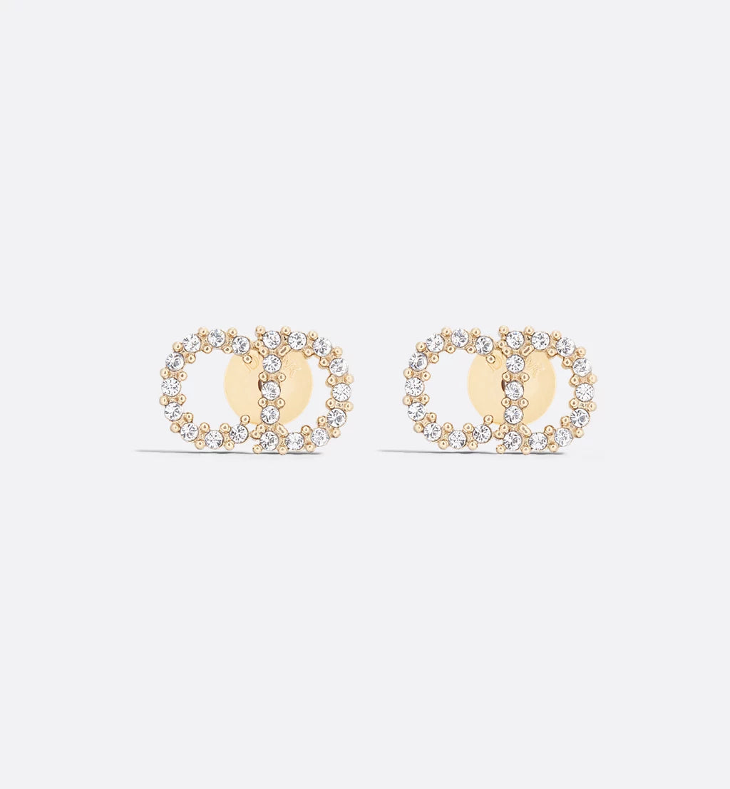 Clair D Lune 耳环 Gold finish metal and white crystals