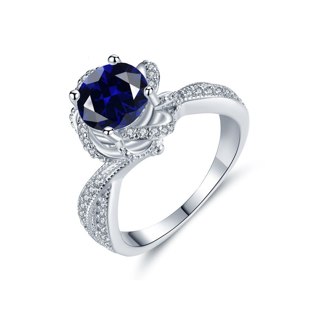 Rotating Rose Ring Women's S925 Sterling Silver Full Diamond Inlaid Color Zircon Ring Europe and America Live Hot Sale Jewelry Wholesale