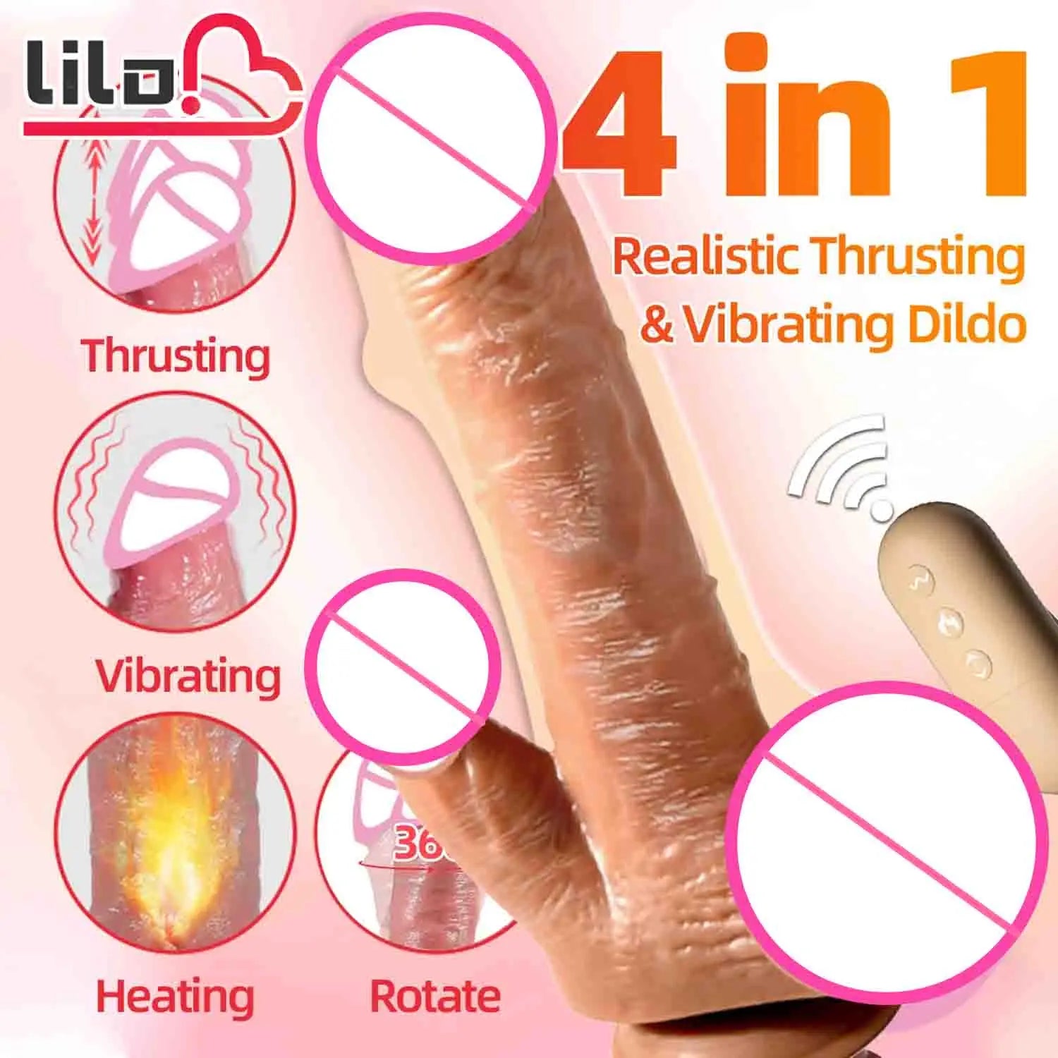 Vibrating Realistic Penis Thrusting Dildo Vibrator for Anus Vagina Stimulation Remote Control Big Fake Dick Sex Toys For Women